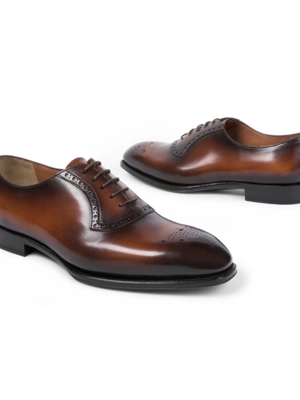 Men's Classic Brown Leather Oxford Dress Shoes